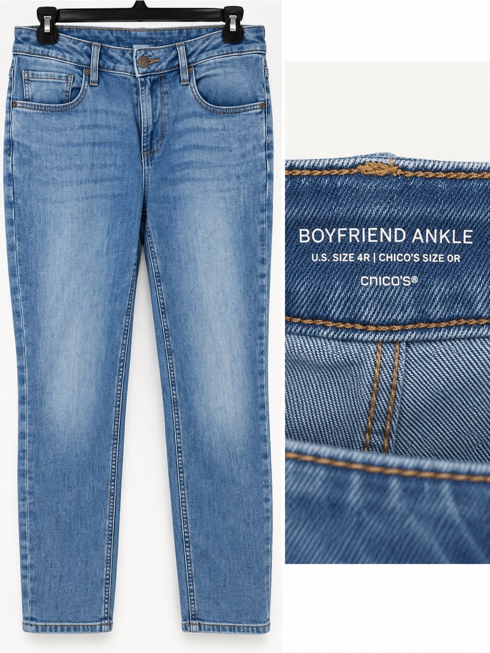 Chico's Boyfriend Ankle Jeans in Medium Blue Wash